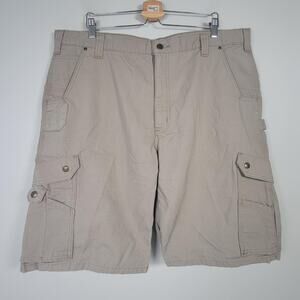 Carhartt Mens 42 Tan Ripstop Cargo Shorts Cotton Utility Workwear